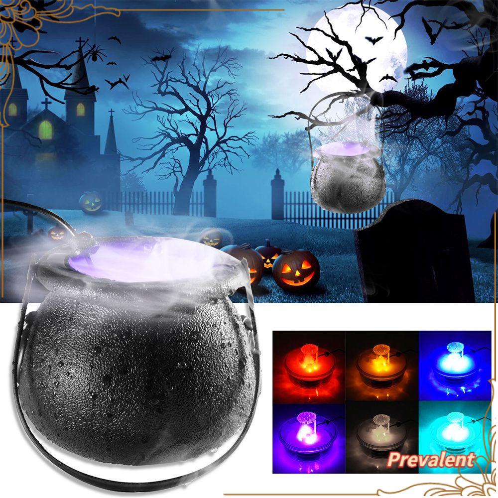 Preva Halloween Witch Pot Halloween Party Prop Lampu LED Air Mancur Fogger