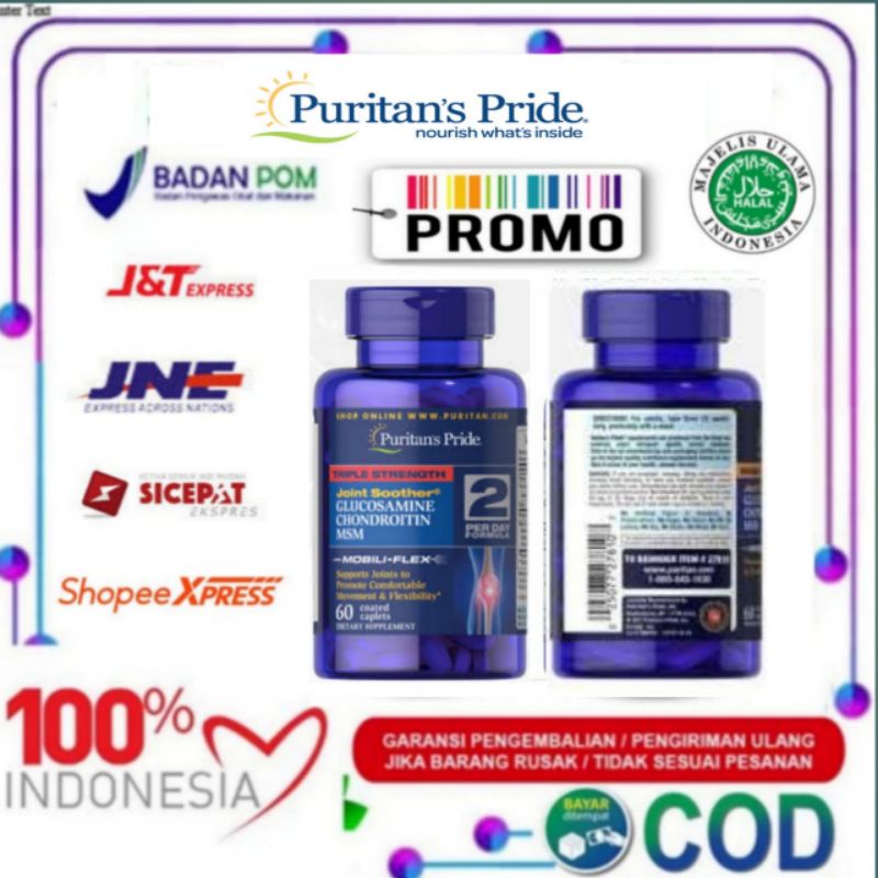 puritan's Pride Untuk Obat Pengapuran Tulang Pelumas Sendi Kaki Glucosamine Chondroitin MSM