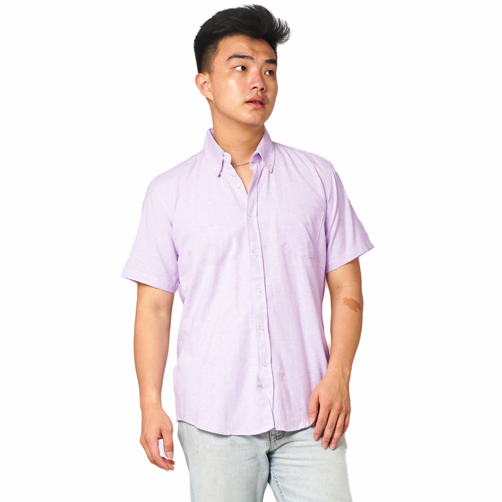 819 Kemeja Pria Lengan Pendek Polos Lilac Lylac Ungu Muda Oxford Basic SIMPLE Slimfit Casual Tersedia Ready Sampai Size JUMBO BIG SIZE XXL XXXL