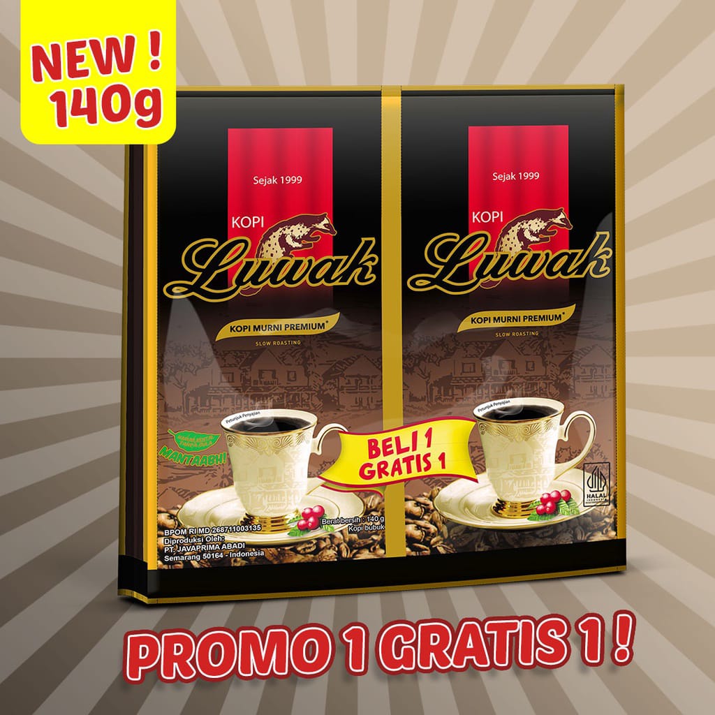 Promo Luwak Hitam Premium beli 1 gratis 1 @140gr kopi hitam enak dan murah