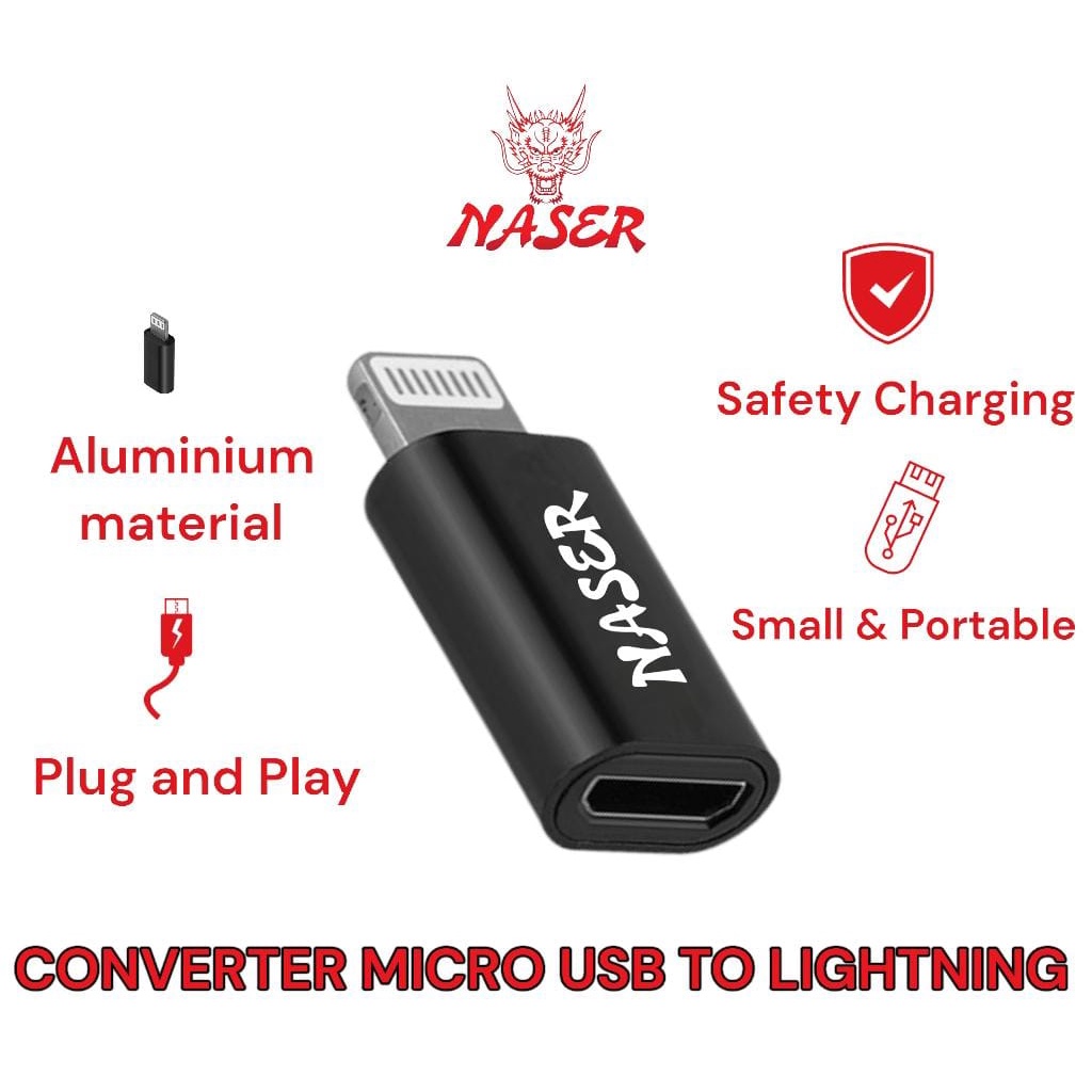 OTG NASER MICRO USB TO LIGHTNING NRO-02  / CONVERTER ADAPTER MICRO TO LIGHTNING NRO-02 PRODUK ORIGINAL