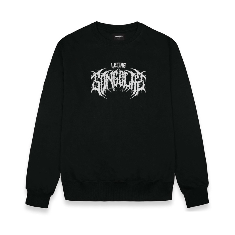 Sweater Crewneck Pria Sweter Switer Krunek pria Suiter Crewnek Warna Black Motif Simple METAL Ukuran S M L XL Quality Premium