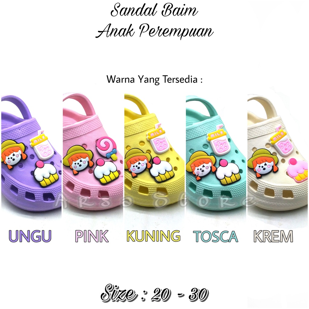 Sandal Puji Anak Perempuan Umur 4 - 7 Tahun Terbaru, Sendal Baim Anak Cewek Size 25 - 30 karakter Lucu &amp; Imut