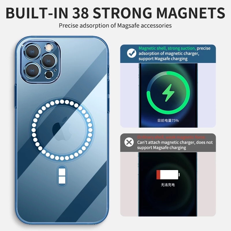 GROSIR [SQUARE EDGE] PREMIUM CASE ELECTROPLATING METALIC MAGSAFE IPHONE 11 12 13 14 15 16 PRO MAX PLUS LENS GUARD PROTECTOR FULL COVER