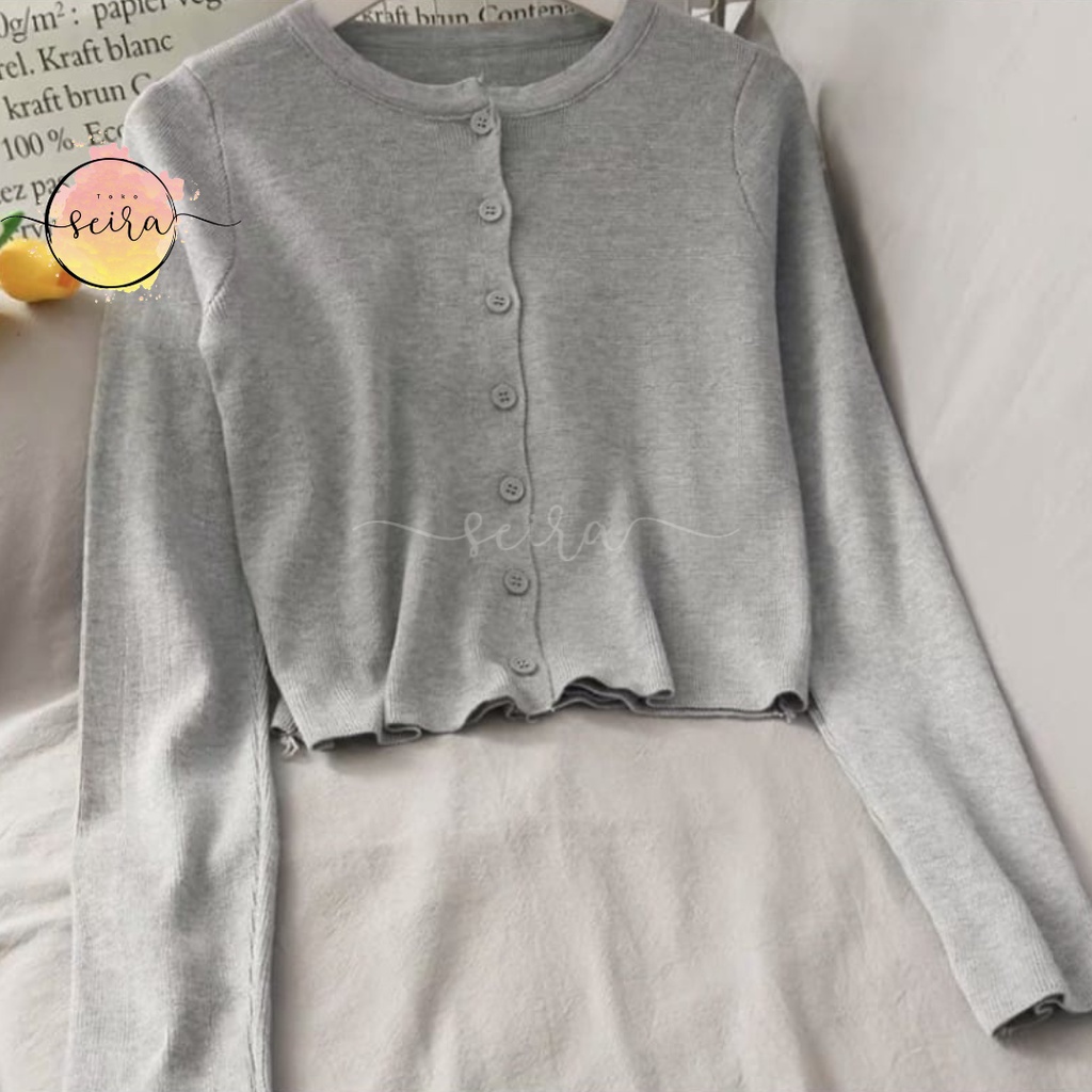 [BISA COD] Angel Boton Shirt / Bailey Cardy Rajut Wanita / Cardigan Crop Top