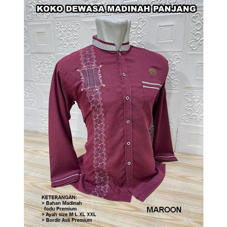 Baju Koko Ayah Tangan Panjang Bordir dada By Agnina