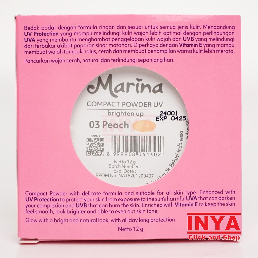 BEDAK MARINA COMPACT POWDER UV 03 PEACH 12gr - Bedak Padat