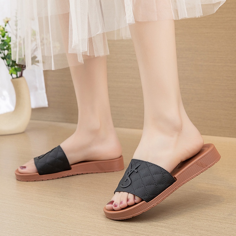 Sandal Slop Flat Wanita Sandal Wanita Slip On Fashion Korea Style Cewek Sandal Kasual Nyaman Lentur Empuk PVC Azgalery SPT-34