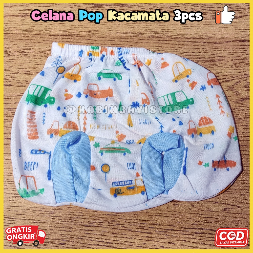 3 Pcs Celana Pop Kacamata Karakter Bayi Newborn