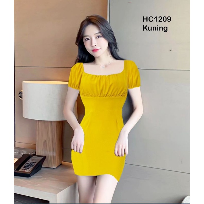 HC1209 Mini Dress Jersey Kulit Jeruk Pita Belakang No Cup Bra / Dress Pendek Jersey