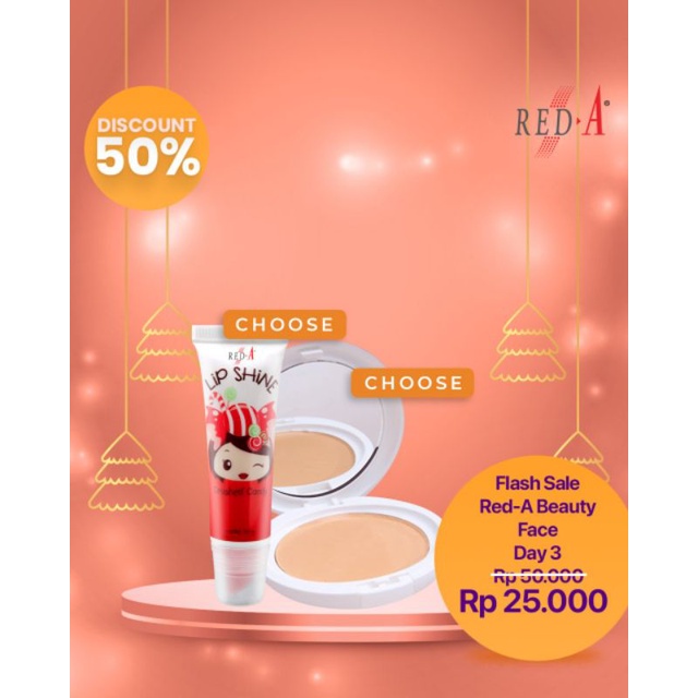 paket Compact Powder Lip Shine Red-A