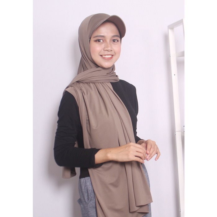 KERUDUNG PASHMINA TOPI HIJAB SPORT CARLA / JILBAB OLAHRAGA DENGAN TOPI / HIJAB INSTANT TOPI / KERUDUNG INSTAN MURAH BAHAN JERSEY