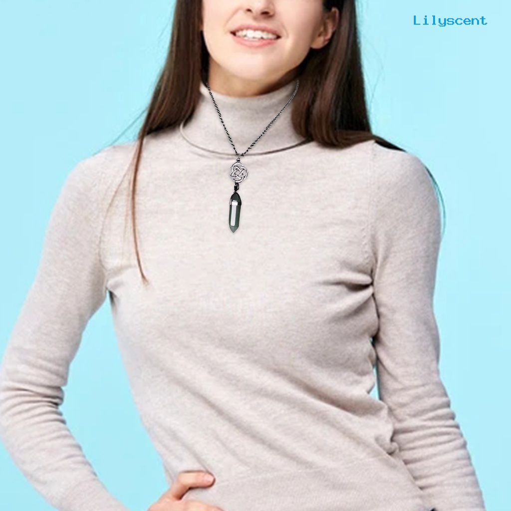 [LS]Pendant Necklace Kalung Bentuk Prisma Hexagonal Batu Anti Luntur Ramah Kulit Untuk Wanita