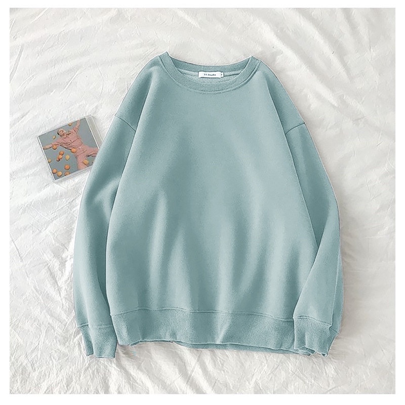 Crewneck Wanita sweater basic polos flece wanita dan pria L XLXXL