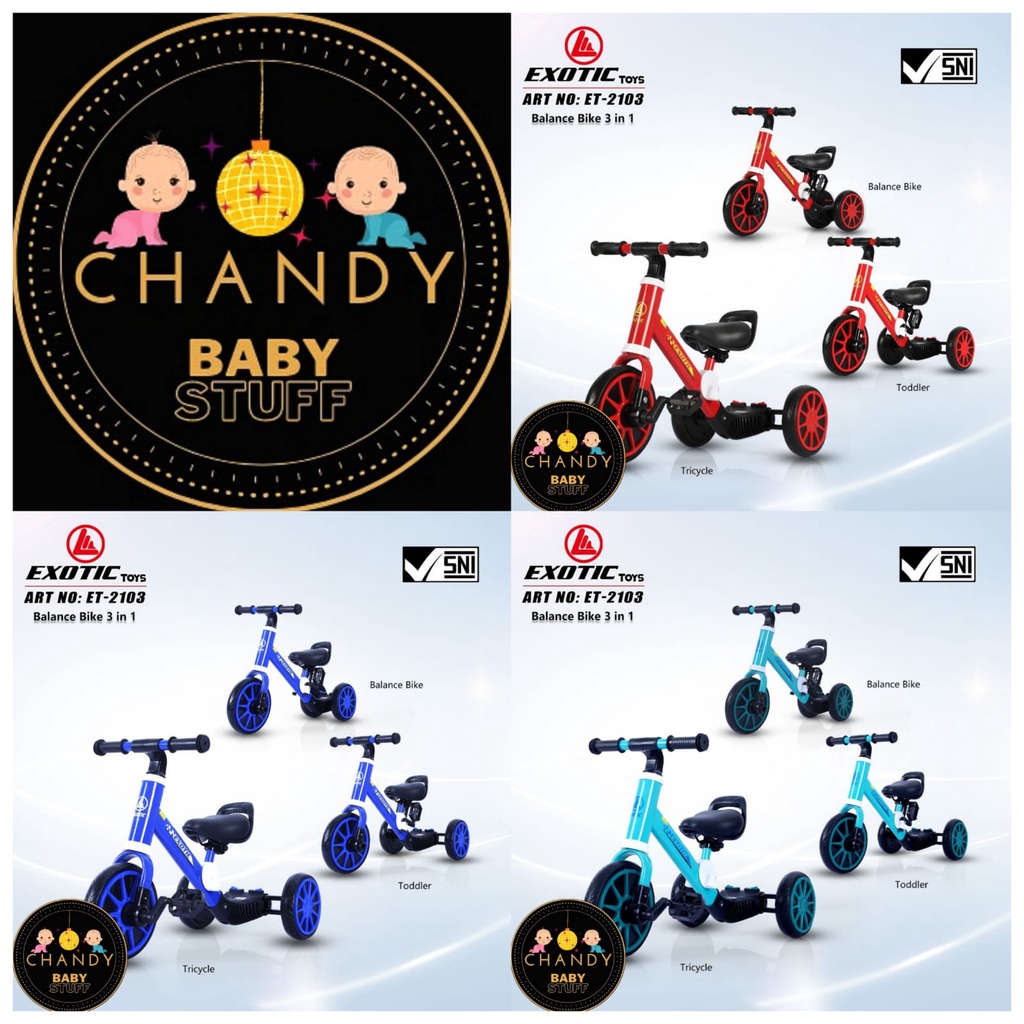 SEPEDA ANAK RODA TIGA 3IN1 BALANCE BIKE ET 2103