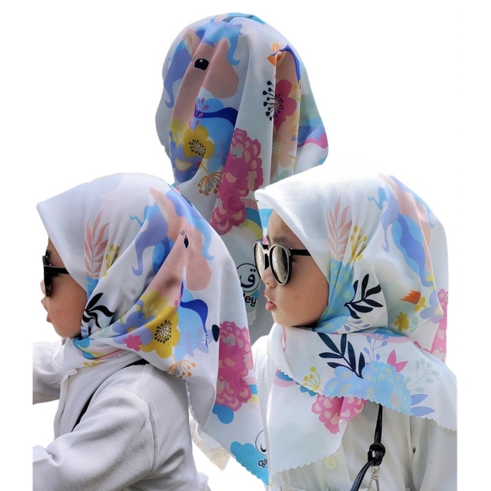 VOAL PRINTING INSTANT ANAK NOTIF UNICORN BUNGA PELANGI / VOAL PRINTING MOTIF ANAK / HIJAB INSTANT ANAK