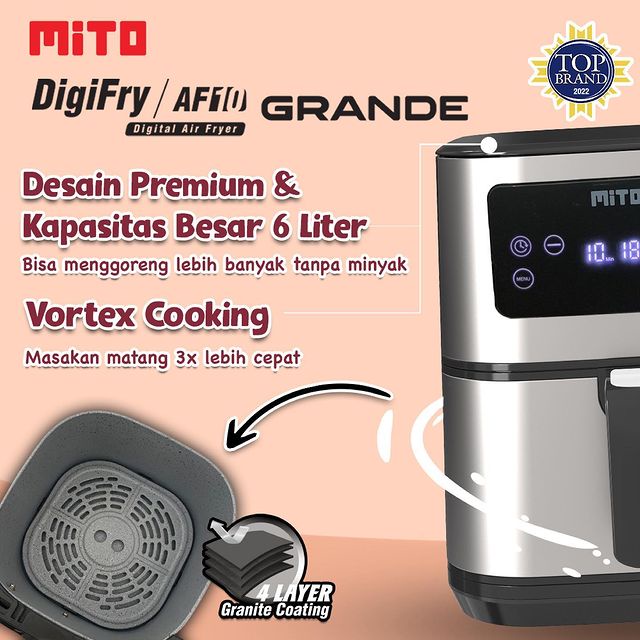 Air Fryer Mito Grande AF10 Kapasitas 6 Liter Garansi Resmi