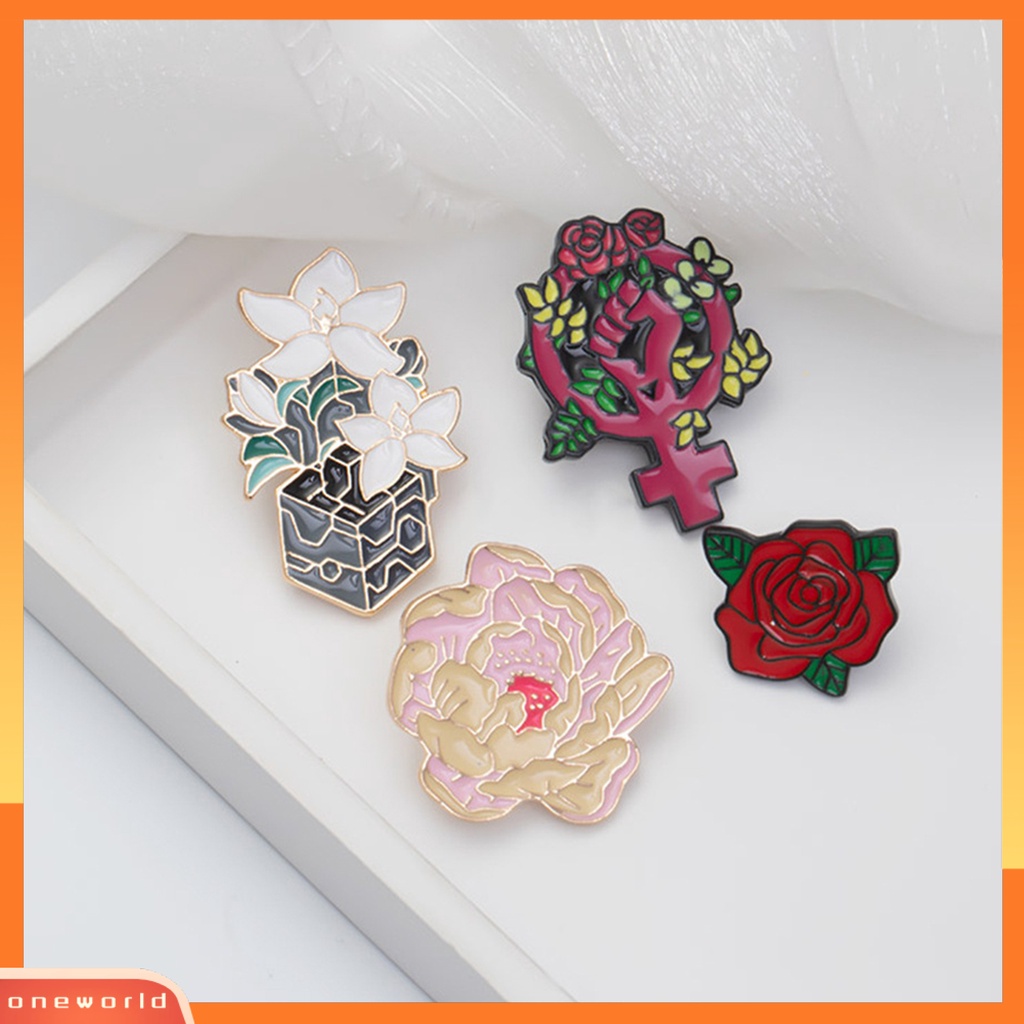 [WONE] Ladies Bros Mawar Mengenang Perhiasan Kartun Dicat Bros Lencana Feminisme Perhiasan Hadiah