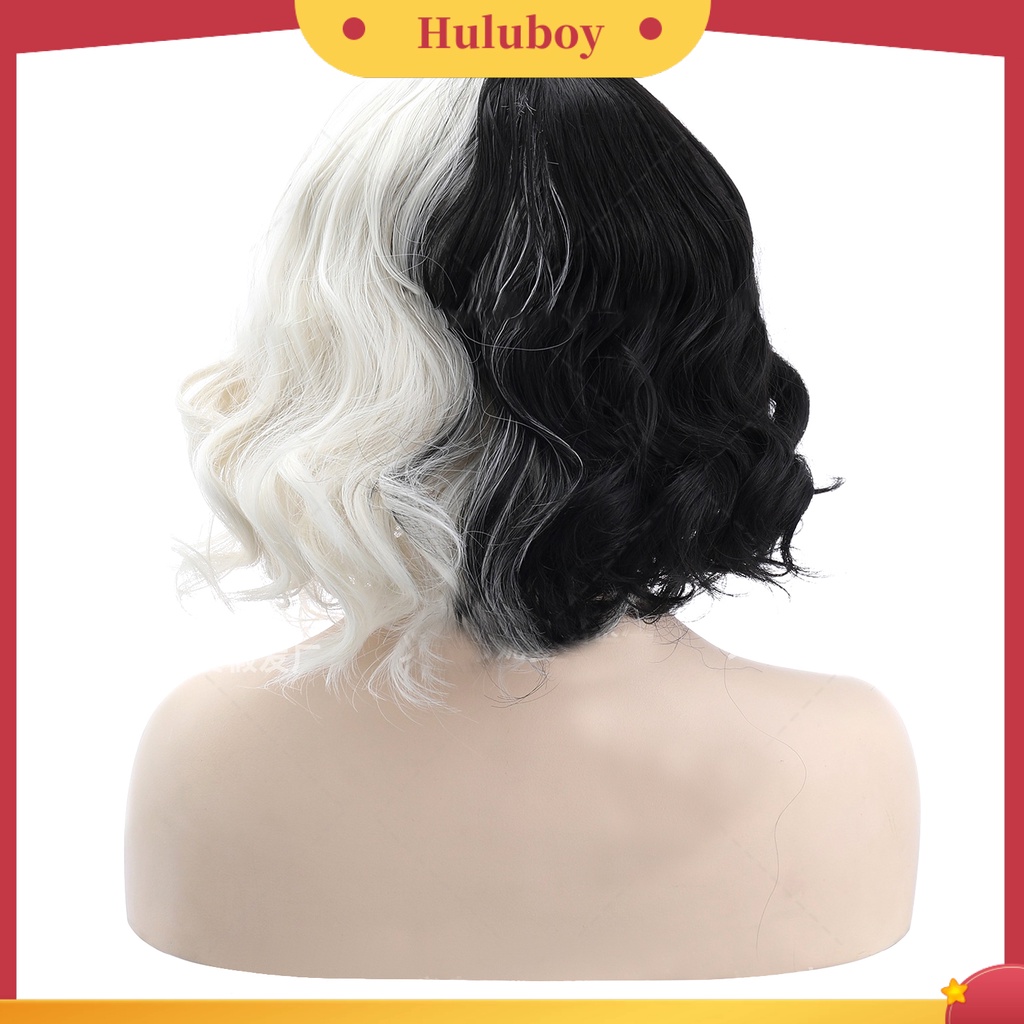 Wig Rambut Pendek Bergelombang Warna Hitam Bahan Serat Suhu Tinggi Untuk Cosplay