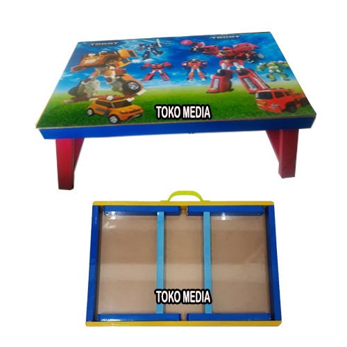 Meja Lipat Kayu Belajar / Makan / Gambar Anak Karakter Kartun