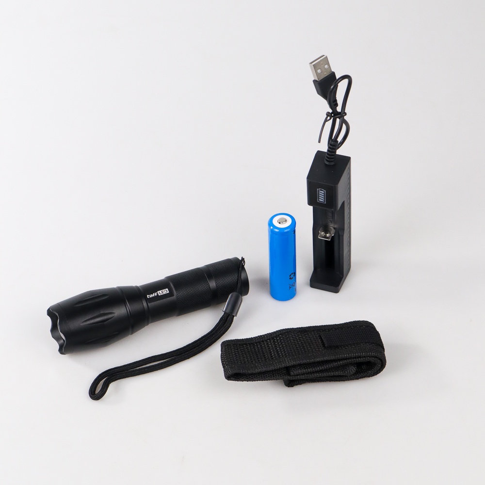 TaffLED Paket Senter LED Flashlight Cree XM-P50 + Baterai + Charger - E17 - Black