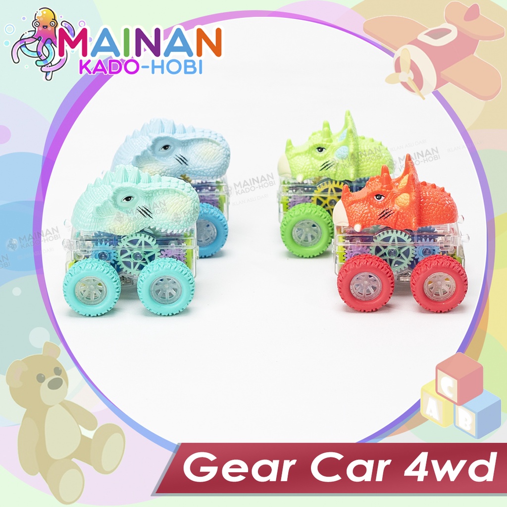 MAINAN ANAK LAKI MINIATUR PULLBACK CAR GEAR MOBIL DINO 4WD