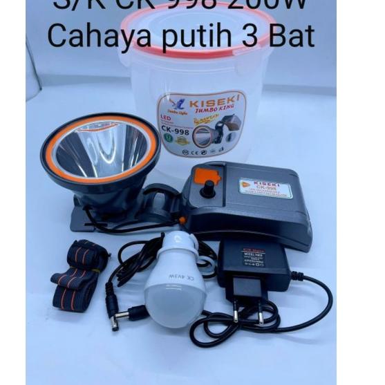 Obral Berkualitas Senter Kepala LED Super Terang Kiseki 200 Watt CK-998 Original /Senter Kepala Cas/
