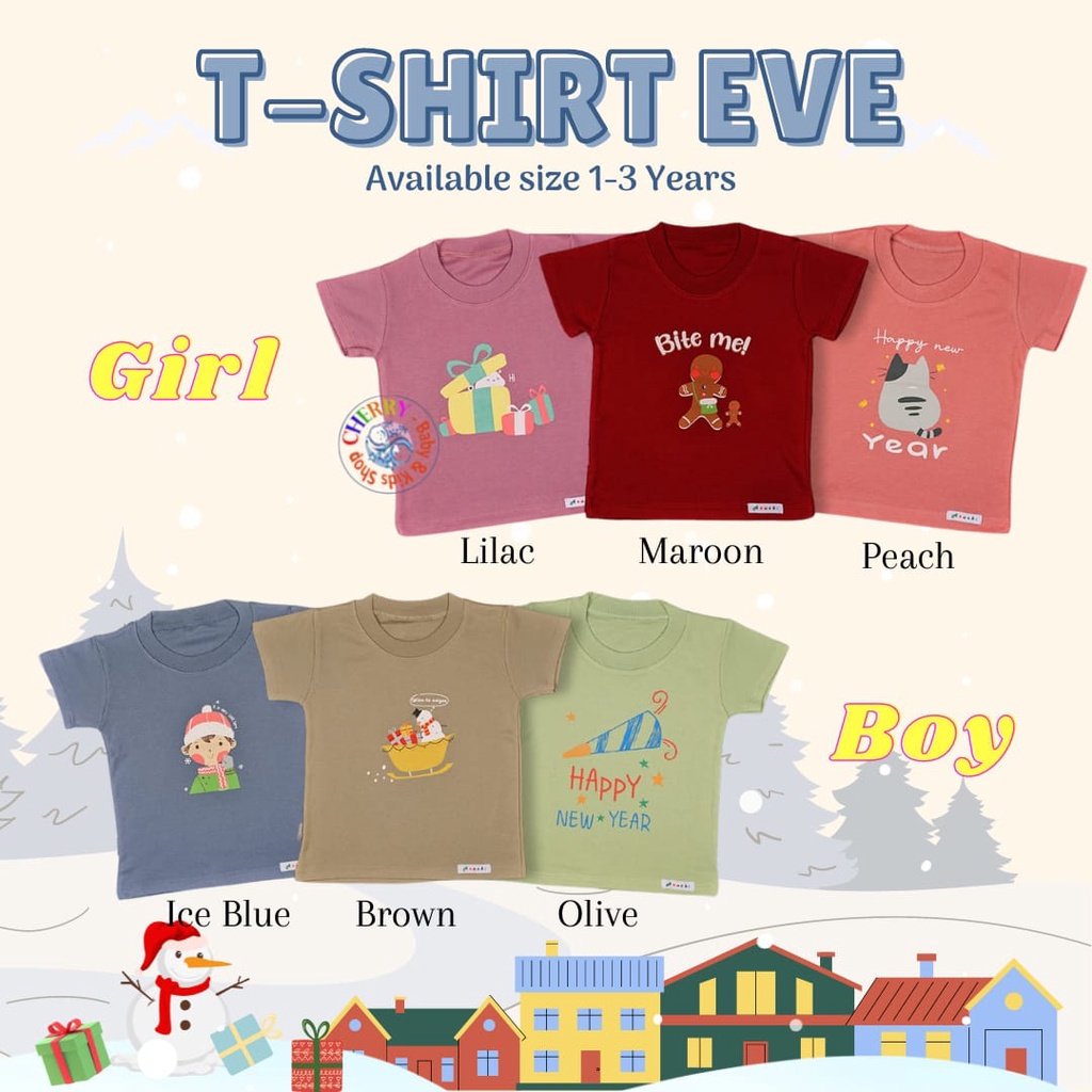 Baju Natal Atasan Tshirt Chrismast Eve 1-3 Tahun Kaos Edisi Natal Tshirt Laki Laki Perempuan CBKS