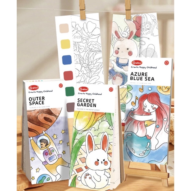 

buku mewarnai praktis buku cat sudah termasuk paint nya buku untuk anak belajar mewarnai/ melukis painting book