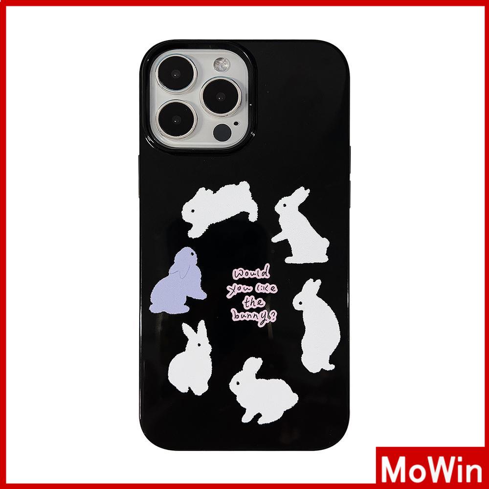 For iPhone 14 Pro Max iPhone Case Gloss Black TPU Soft Case Shockproof Protection Camera Rabbit Cartoon Cute Compatible For iPhone 13 Pro max 12 Pro Max 11 Pro Max xr xs 7Plus 7 8