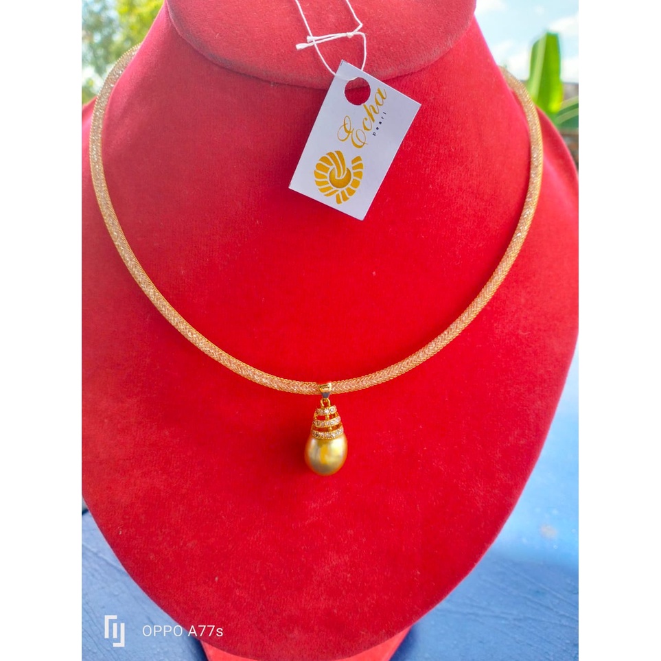 Kalaung Rhodium Batu Swarovski Mutiara Air Laut Deep Gold