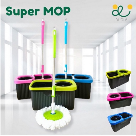 ONLYONE12 Alat Pel Lantai Kain Fiber Dengan Ember Spin Mop Mencuci dan Membilas / Alat Pembersih Lantai Super MOP Bucket Alat Pel Mop Praktis dan Berkualitas