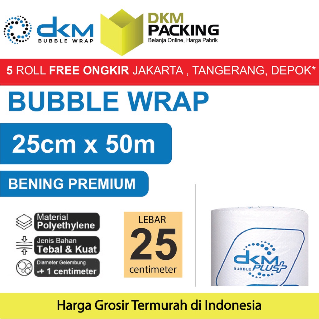 

Plastik Bubble Wrap Bening Premium 25CM x 50M TEBAL DKM+ Bubblewrap