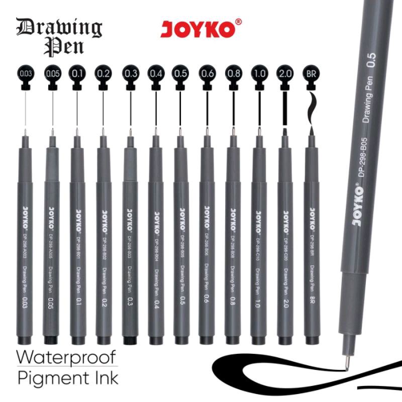 

DRAWING PEN JOYKO DP-298 | PENA GAMBAR ECER /1Pcs | WATERPROOF PIGMENT INK