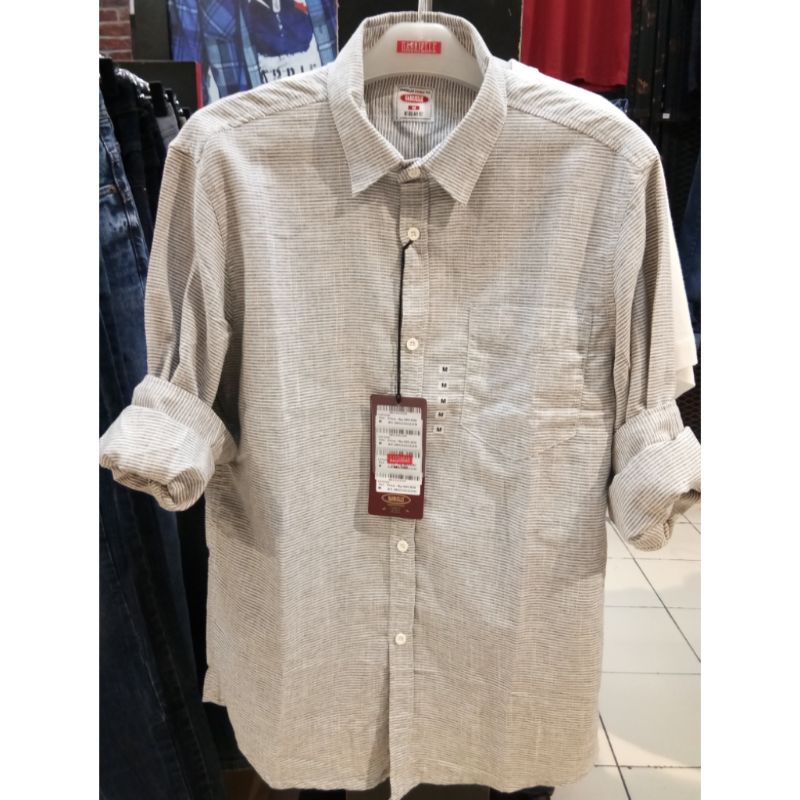 Gabrielle jeans original mens BBAC133L1122M Kemeja panjang pria katun berkantong reguler fit