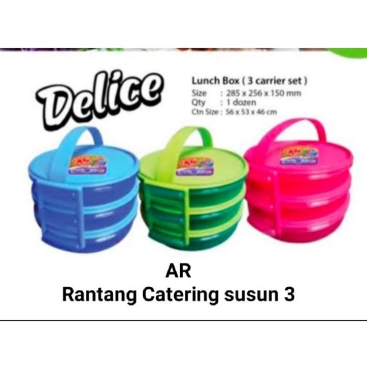 3PCS Rantang Catering DELICE (Susun 3) KH 1Set + Tali