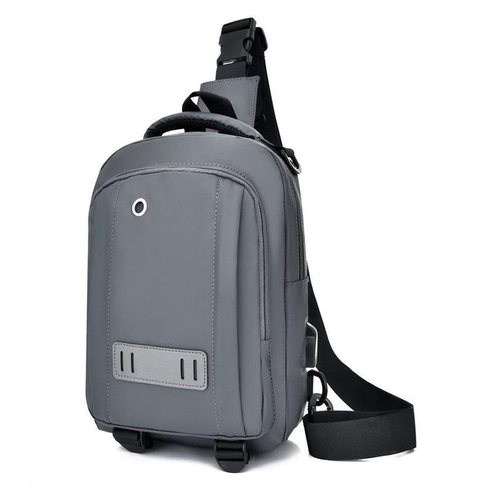 tas selempang pria  Tas Selempang Bahan Waterproof Tas Pria Slingbag Ransel Multifungsi T5 - Abu-abu