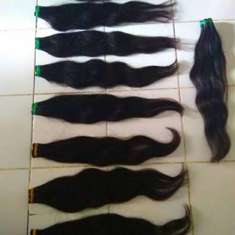Rambut Sambungan 60cm Isi 100 Helai Super 100% Rambut Asli Potongan |  Hair Extension | Rambut Sambu