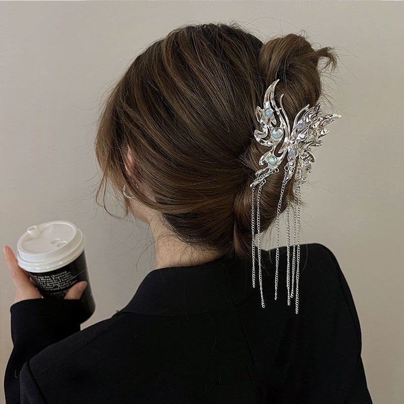 Moonstone Butterfly Fringe Metal Fringe Jepit Rambut Kupu-Kupu Hiu Klip Aksesoris Kepribadian Versi Korea