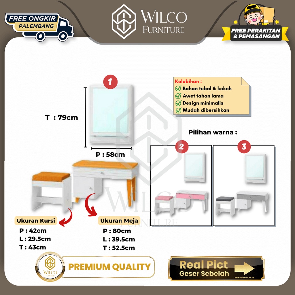 Meja Rias Tempel Dinding Minimalis / Meja Rias Kaca Dinding Murah PLM