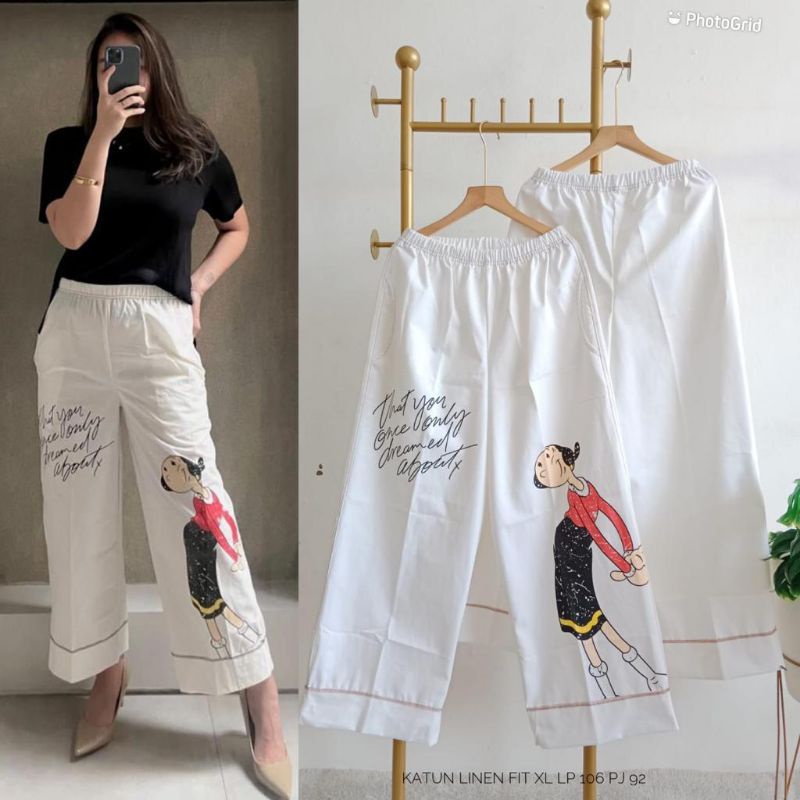 CELANA LINEN FIT XL LP 106 / CELANA WANITA / CELANA MURAH / CELANA SANTAI / OOTD HIJAB / OOTD KEKINI