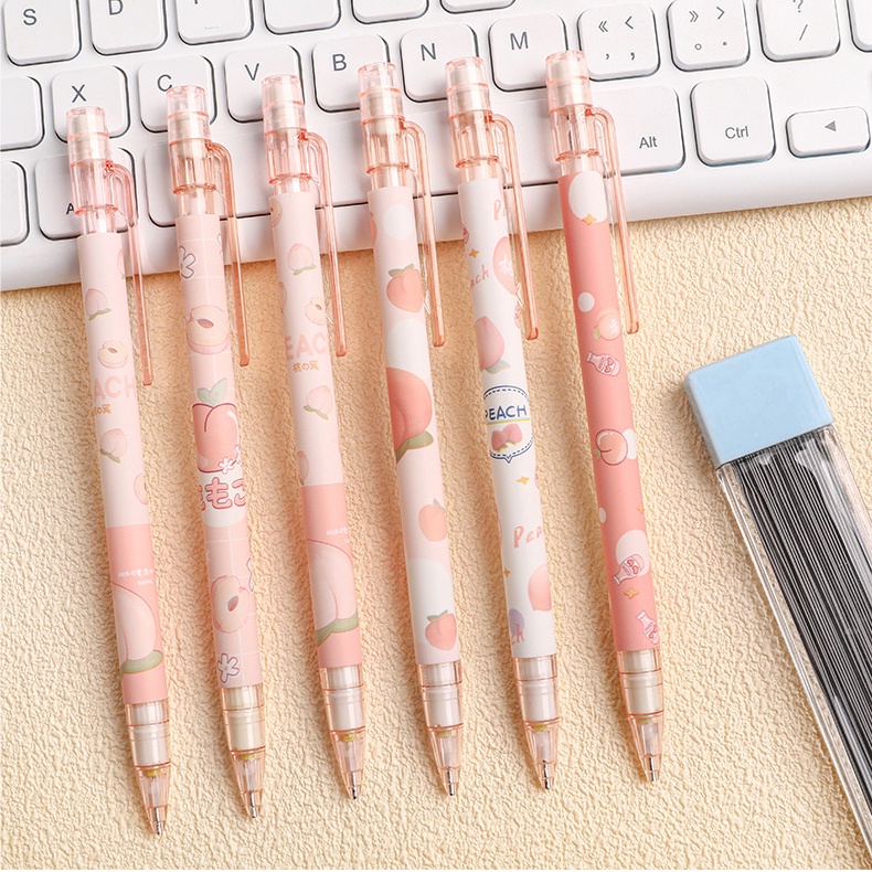 [Harga Grosir] 0.5mm Japan Lovely Peach Pensil Otomatis Kawaii Tulisan Halus Pensil Mekanik Kreatif Lucu Pensil Aktivitas Plastik Perlengkapan Alat Tulis Siswa