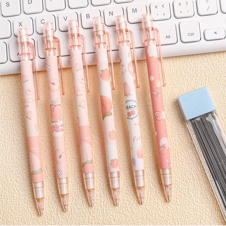 0.5mm Jepang Indah Peach Pensil Otomatis Kawaii Tulis Halus Pensil Mekanik Kreatif Lucu Plastik Aktivitas Pensil Perlengkapan Alat Tulis Siswa