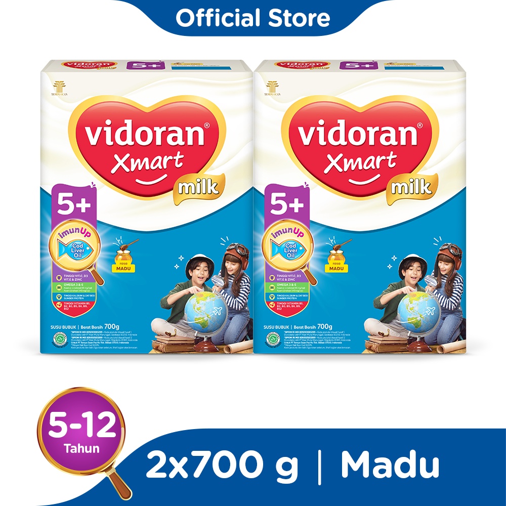 Vidoran Xmart 5+ Imun Up Susu Formula All Variant [700 g] / 2 pcs - Exp : 10.2025