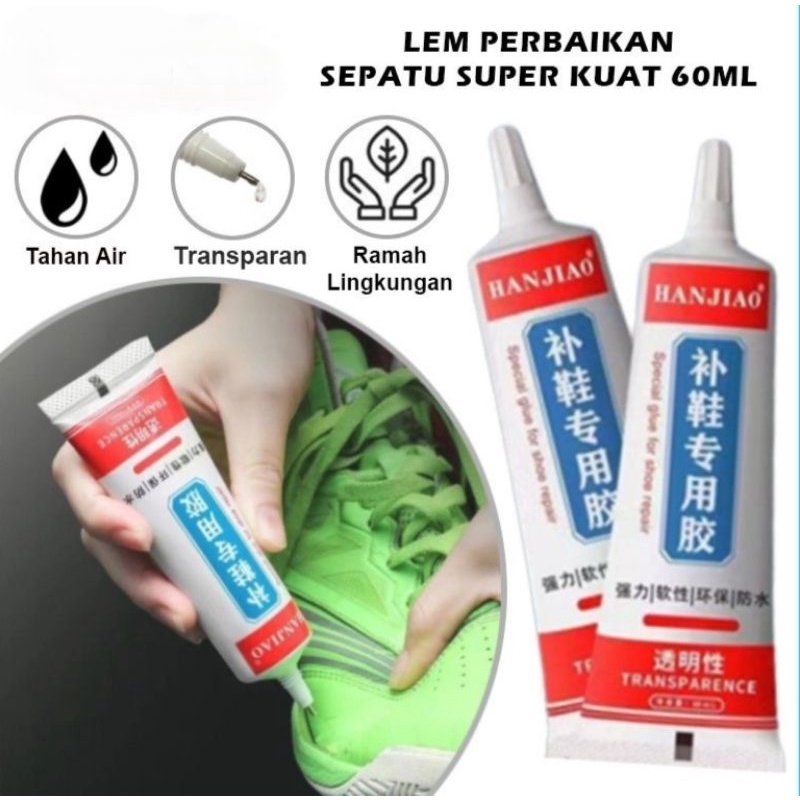 (BISA COD) Lem Sepatu Hanjiao/Baihare 60ml Super Kuat / Cairan Penambal Sol Sepatu Sendal