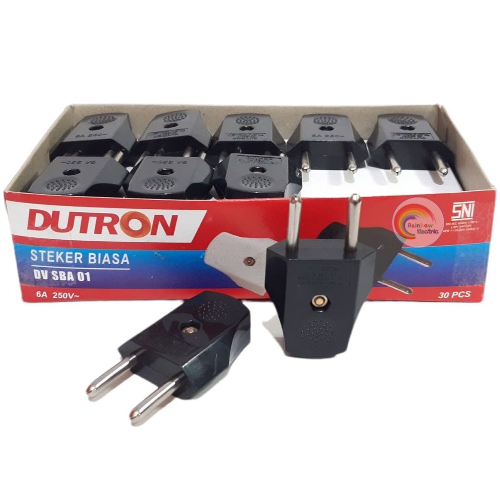 Steker Gepeng / Steker Biasa Dutron Warna Hitam - DV-SBA-01-H