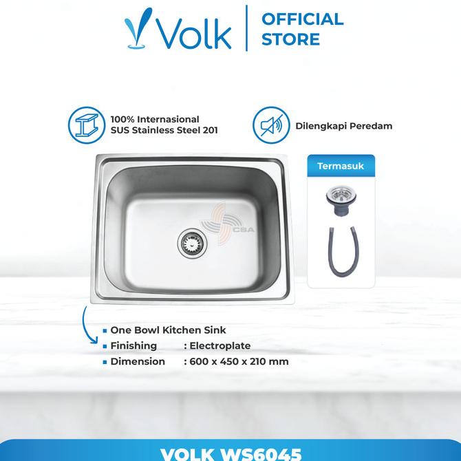 Kitchen Sink / Bak Cuci Piring 1 Lubang Volk Cleome Ws6045