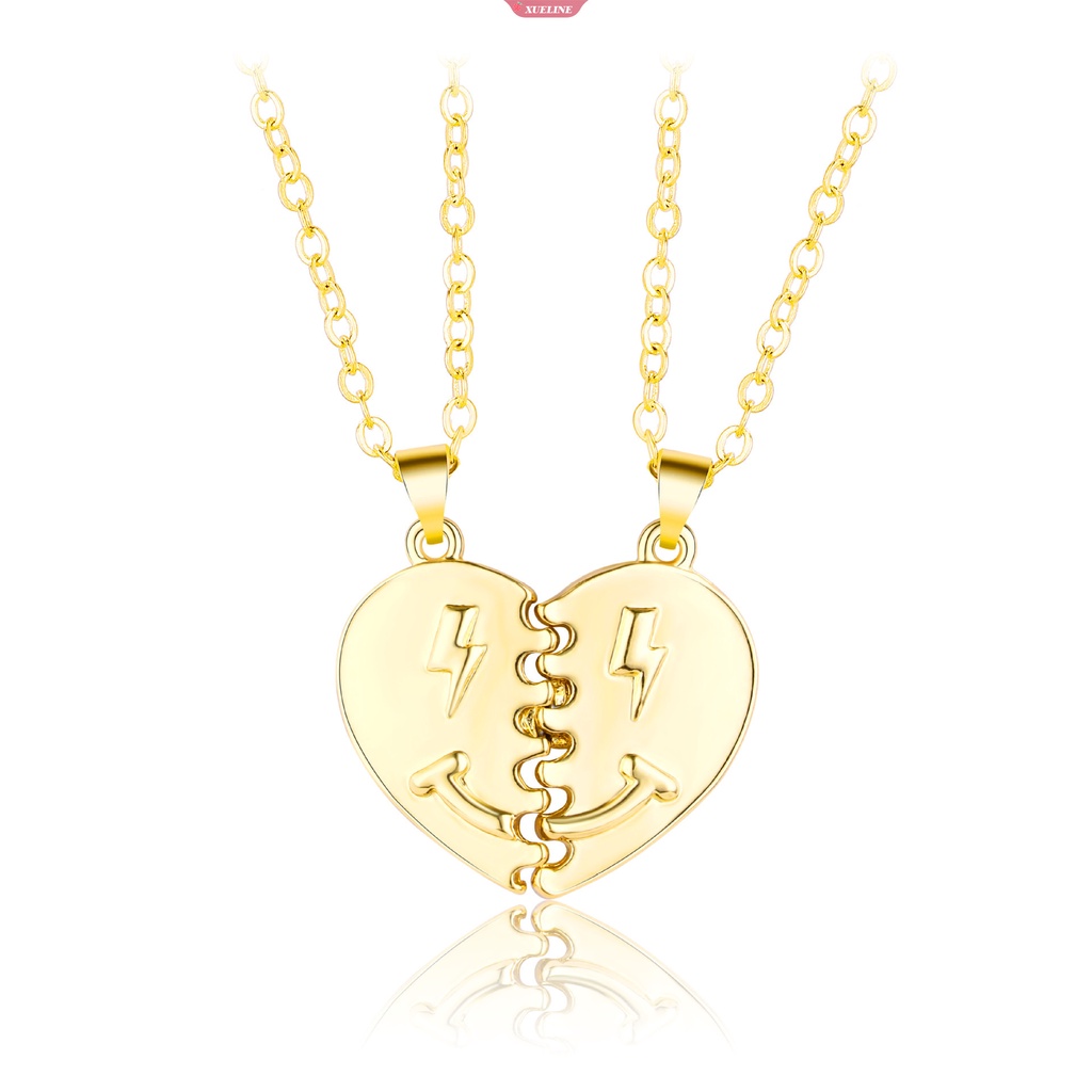 2022baru Liontin Magnet Pasangan Kalung Wanita Pria Wajah Tersenyum Jantung Sambungan Kalung Set Pesona Persahabatan Perhiasan Hadiah [ZXL]