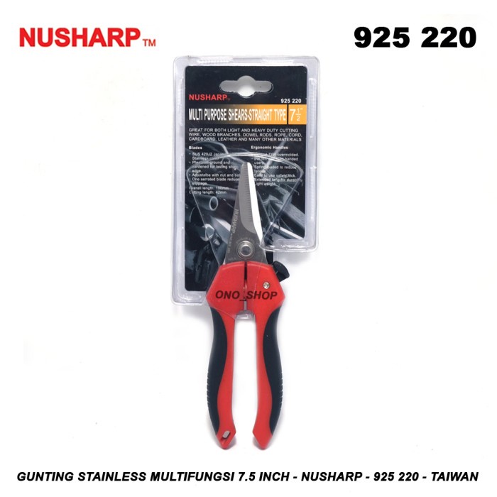 

Gunting Stainless Multifungsi 7.5 Inch - Nusharp - 925 220 - Taiwan onosh00 Berkualitas