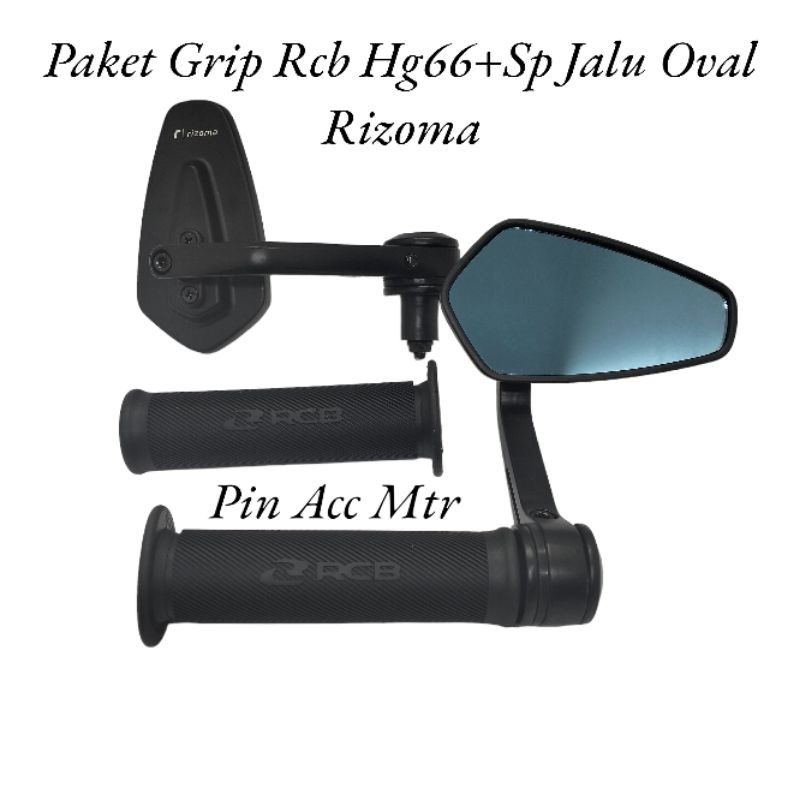 Paket spion Variasi Rizoma+Hand grip Variasi Rcb motif Hg66/Hg55 Hitam pnp universal motor